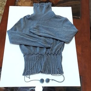 Long Sleeve Ladies Turtleneck Sweater/ Blouse Grey Medium K I K I T Studio